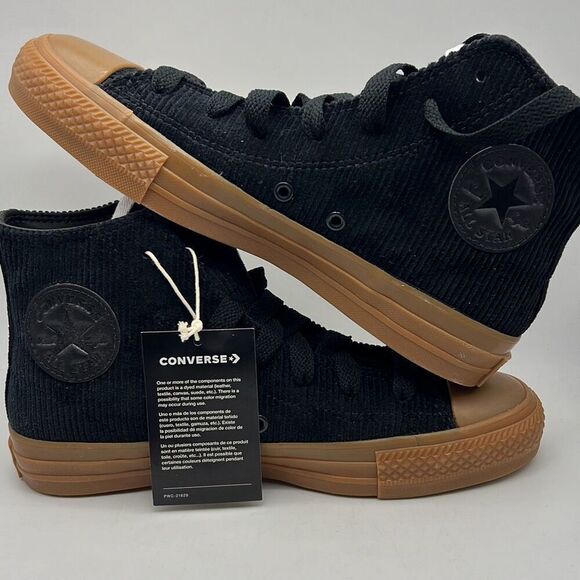 Converse Shoes - Converse Chuck Taylor All Star Pro Black Corduroy Gum High Top Women 7.5 NWT